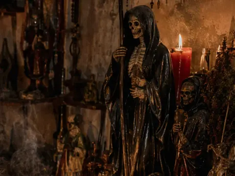 Altar con veladora roja